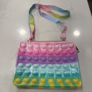Rainbow Pop It Purse with Zipper & Adjustable Strap Sensory Fidget Crossbody Bag